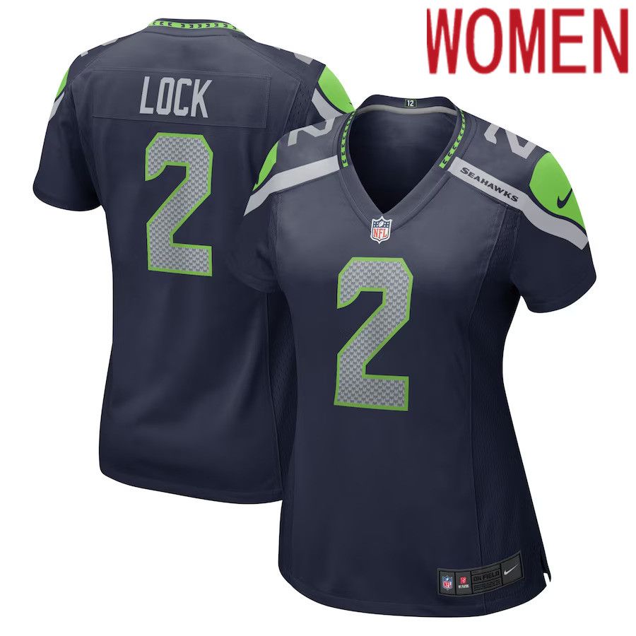 Women Seattle Seahawks #2 Drew Lock Nike College Navy Game NFL Jersey